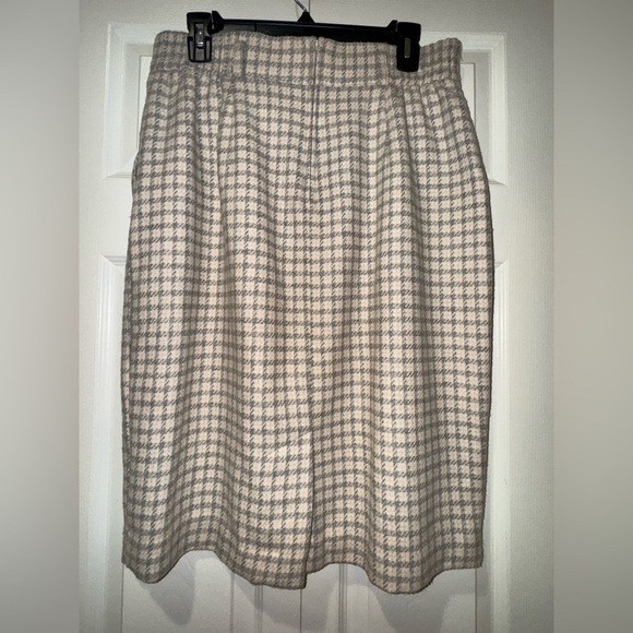 Classic Norton McNaughton Houndstooth 50% wool Skirt Cream-Gray-Pink Sz 14. - Picture 3 of 7